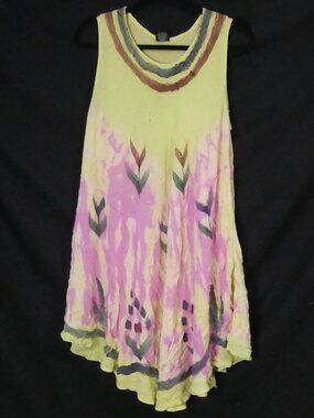FIORI Boho Tie Dye Hanky Hem Tunic Dress - Free Size